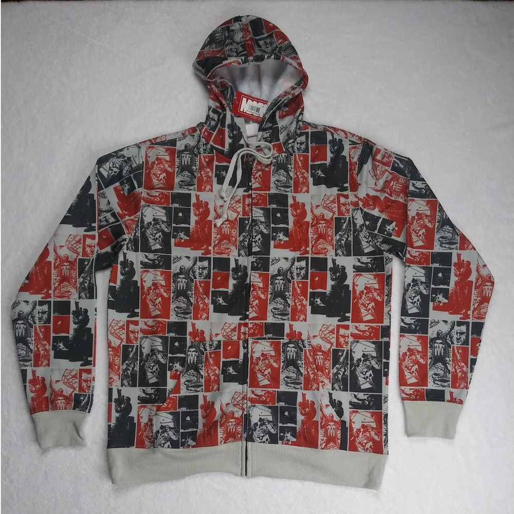 Marvel Punisher Mix Logo \ Full Zip Hoodie Men's size Medium / NEW With Tags